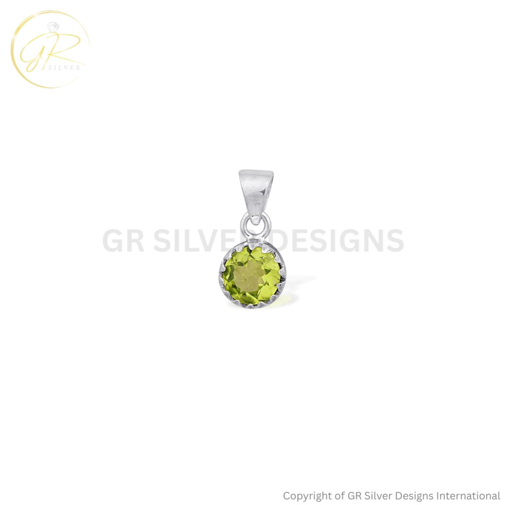 Natural Peridot Birthstone Silver Minimalist Pendant Necklace