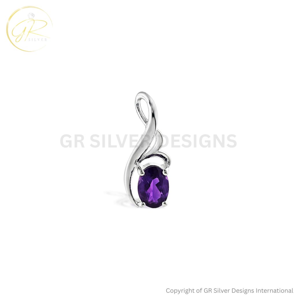 925 Sterling Silver Amethyst Swirl Pendant Necklace For Women