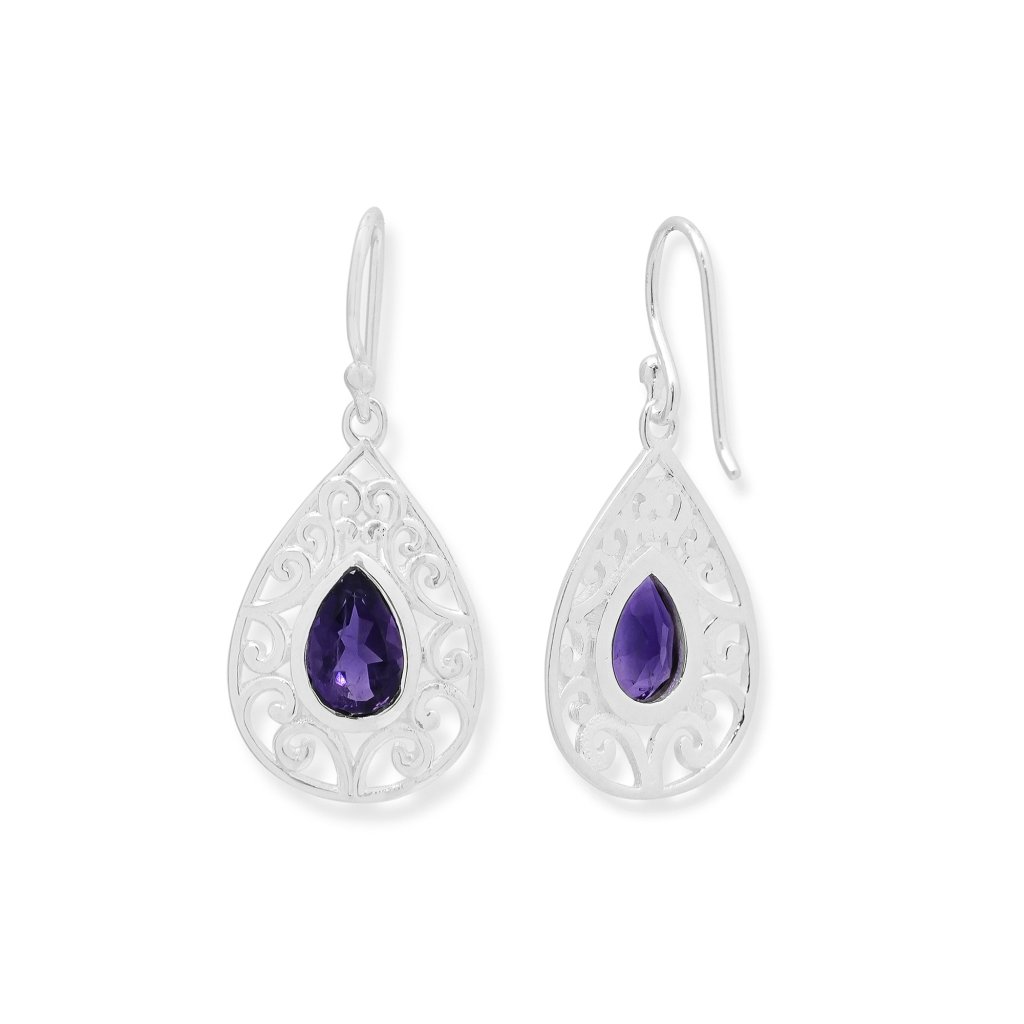 Stunning Amethyst Silver Earrings | Handcrafted Purple Gemstone Jewelry