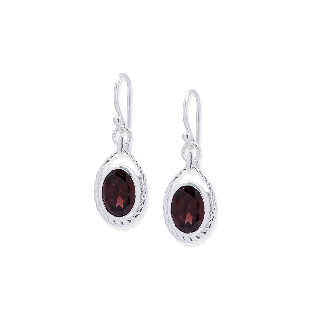 Garnet Elegance Silver Gemstone Earrings